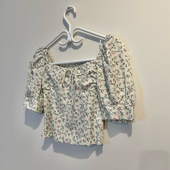 Pellucid | Pixie floral bustier top women xsmall chiffon puff sleeves sweetheart - Picture 3 of 7